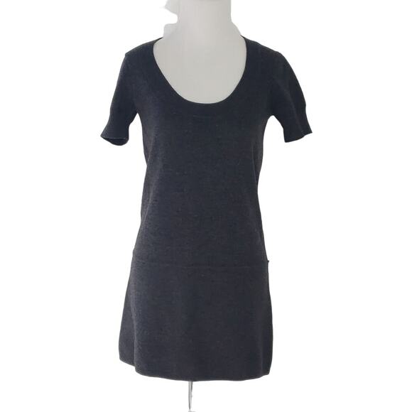 Theory Jenilee B New Steady Wool Gray Tunic Sweater Dress Short Sleeve Small - Picture 1 of 8